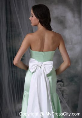 Elegant Apple Green Column Strapless Sash Maid of Honor Dress