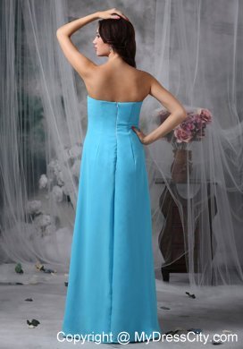 Baby Blue Empire Bridesmaid Dress with Hand Made Made Flowers