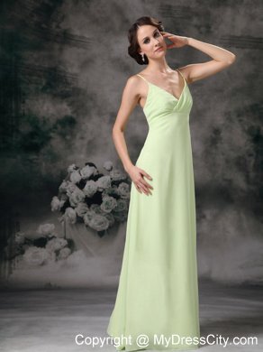 Spaghetti Straps Full length Bridesmaid Dress with Ruffles back