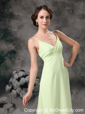 Spaghetti Straps Full length Bridesmaid Dress with Ruffles back