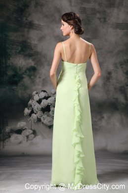 Spaghetti Straps Full length Bridesmaid Dress with Ruffles back