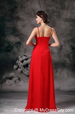 Beaded Spaghetti Straps Floor-length Chiffon Maid of Honor Dress