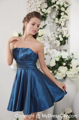 A-line Strapless Ruching Bridesmaids Dresses with Zipper-up Back