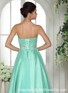 Sweetheart Apple Green Beaded and Rhinestones Party Dress