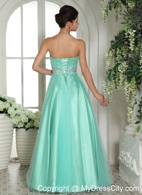 Sweetheart Apple Green Beaded and Rhinestones Party Dress