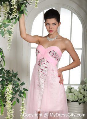 Beaded Sweetheart Front Short Back Long Pink Prom Dress 2013