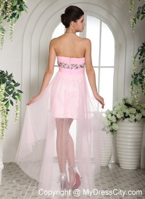 Beaded Sweetheart Front Short Back Long Pink Prom Dress 2013