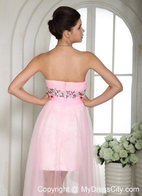 Beaded Sweetheart Front Short Back Long Pink Prom Dress 2013