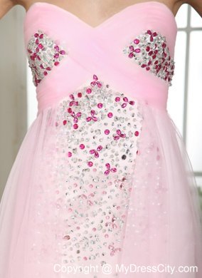 Beaded Sweetheart Front Short Back Long Pink Prom Dress 2013