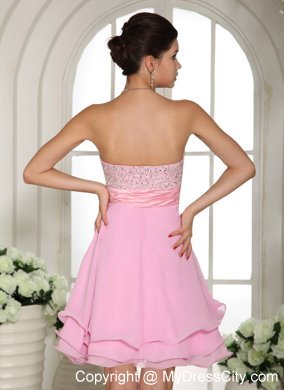 Sweetheart A-line Beaded 2013 Baby Pink Prom Dress for Girls