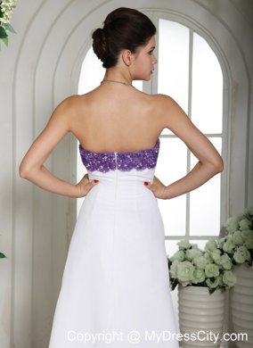 Chiffon Strapless Beading Flower Decorate 2013 White Prom Dress