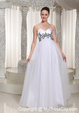 Sweetheart Empire Appliques White Prom Dresses for Ladies