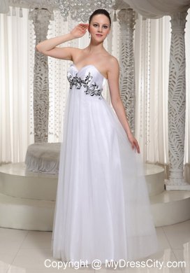 Sweetheart Empire Appliques White Prom Dresses for Ladies