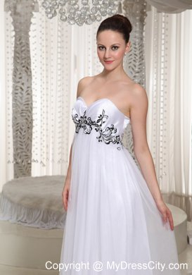 Sweetheart Empire Appliques White Prom Dresses for Ladies