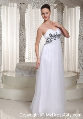 Sweetheart Empire Appliques White Prom Dresses for Ladies