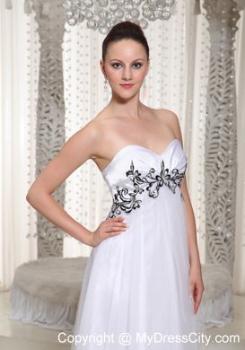 Sweetheart Empire Appliques White Prom Dresses for Ladies