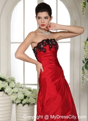 A-Line Ruffled Layers Appliques Ruched Red Dress for Prom