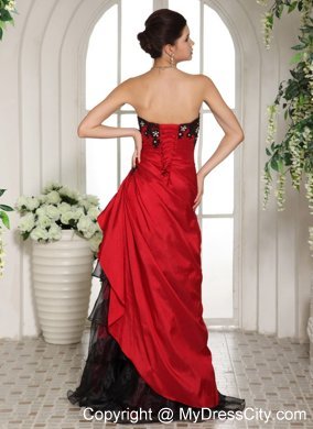 A-Line Ruffled Layers Appliques Ruched Red Dress for Prom