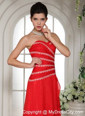 Sweetheart Column Brush Train 2013 Red Prom Dress for Women