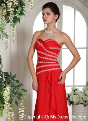 Sweetheart Column Brush Train 2013 Red Prom Dress for Women