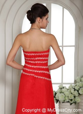 Sweetheart Column Brush Train 2013 Red Prom Dress for Women