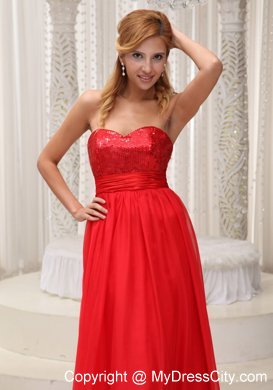 Sequined Sweetheart Zipper Back Long 2013 Red Prom Dresses