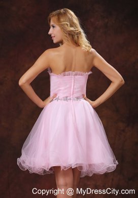 Cheap Baby Pink Mini Prom Cocktail Dress With Beading