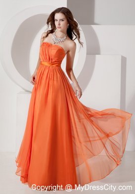 Discounted Orange Red Empire Strapless Evening Dress