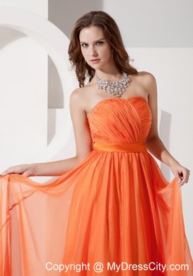 Discounted Orange Red Empire Strapless Evening Dress