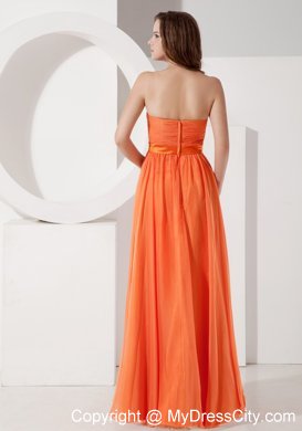 Discounted Orange Red Empire Strapless Evening Dress