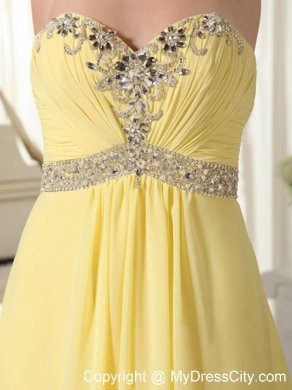 Beaded Waist Sweetheart Light Yellow Homecoming Dress