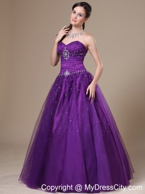 Purple A-Line Beading Sweetheart Prom Dress Floor-length