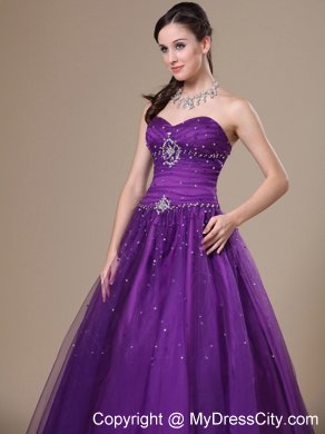 Purple A-Line Beading Sweetheart Prom Dress Floor-length