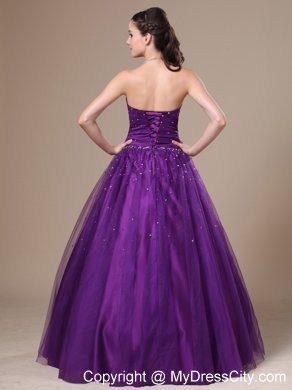 Purple A-Line Beading Sweetheart Prom Dress Floor-length