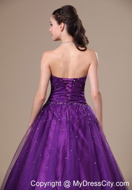 Purple A-Line Beading Sweetheart Prom Dress Floor-length