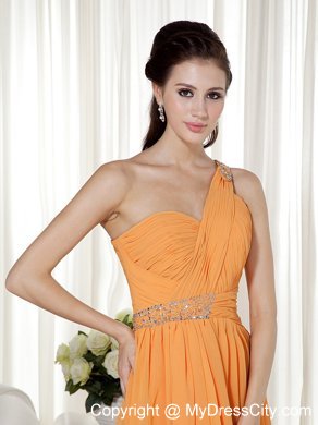 Orange Red One Shoulder Column Prom Dress Floor-length