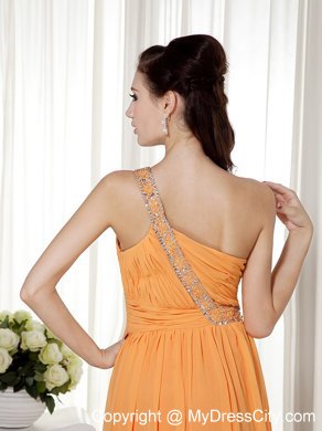 Orange Red One Shoulder Column Prom Dress Floor-length