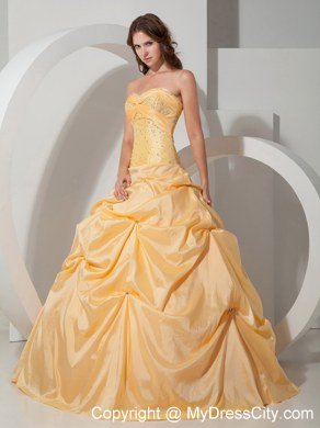 Sweetheart Beading 2013 Spring Quinceanera Dress in Yellow