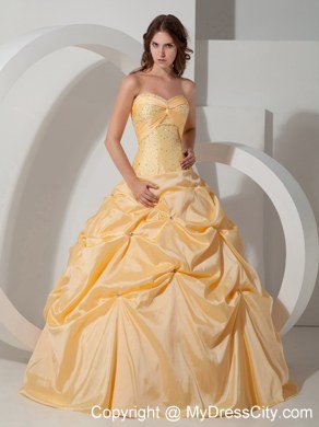 Sweetheart Beading 2013 Spring Quinceanera Dress in Yellow