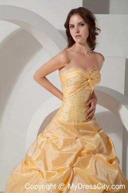 Sweetheart Beading 2013 Spring Quinceanera Dress in Yellow