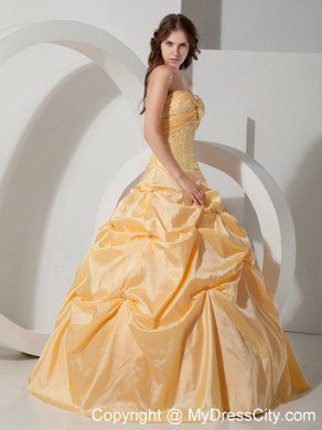 Sweetheart Beading 2013 Spring Quinceanera Dress in Yellow