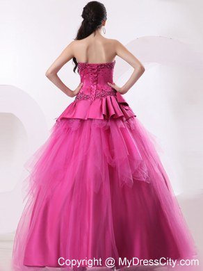 Cute Strapless Beading Hot Pink A-line Quinceanera Dresses