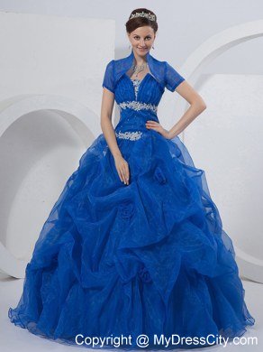 Summer Sweet Sixteen Dresses for Strapless Beading Flowers Royal Blue