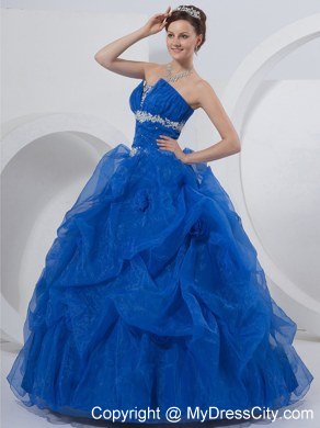 Summer Sweet Sixteen Dresses for Strapless Beading Flowers Royal Blue