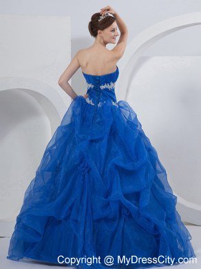 Summer Sweet Sixteen Dresses for Strapless Beading Flowers Royal Blue