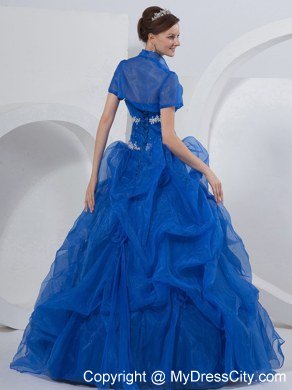 Summer Sweet Sixteen Dresses for Strapless Beading Flowers Royal Blue