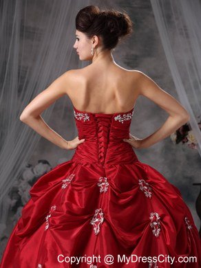 Strapless Beading Appliques Red 2013 Quinceanera Dress with Jacket