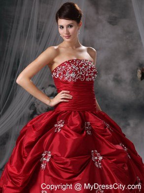 Strapless Beading Appliques Red 2013 Quinceanera Dress with Jacket