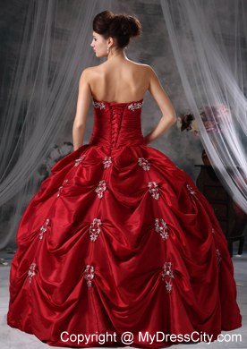 Strapless Beading Appliques Red 2013 Quinceanera Dress with Jacket