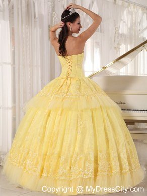 Sweetheart Appliques Yellow 2013 Beautiful Dress for Sweet 16